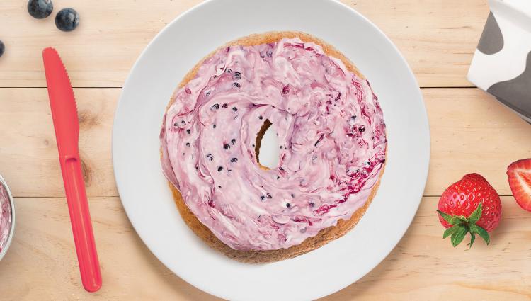 Bagel with berry schmear