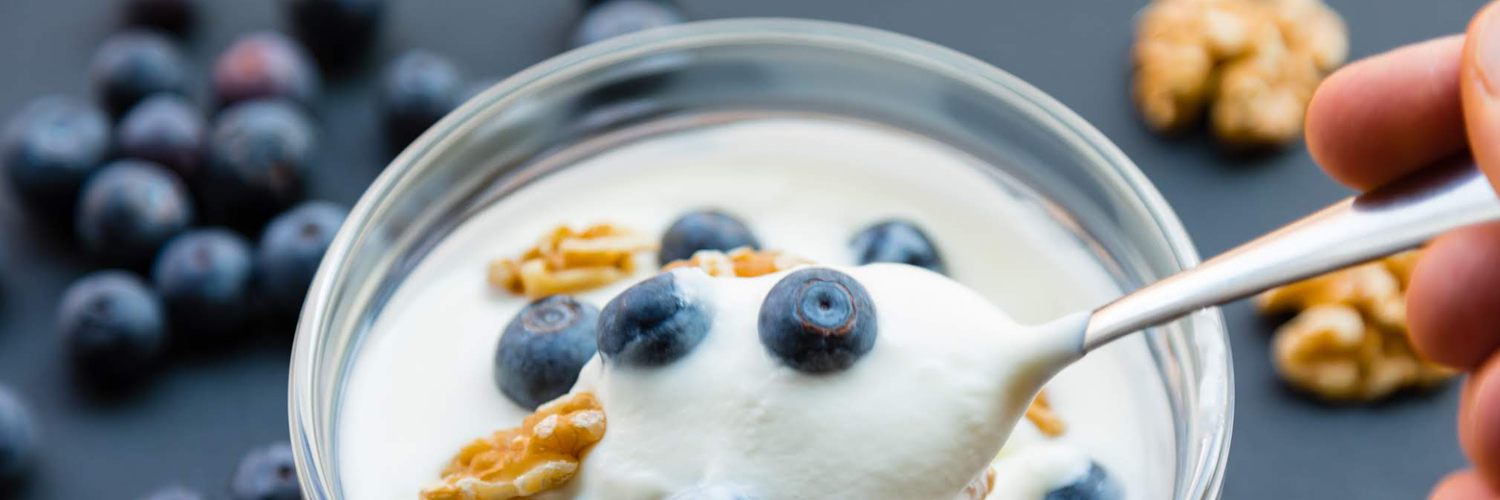 blueberries on yogurt