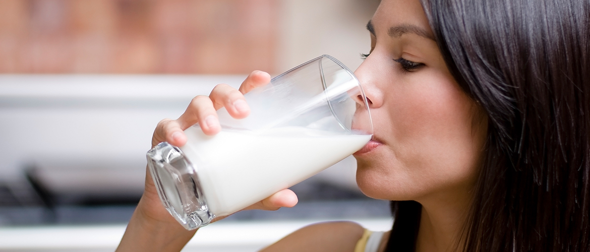 woman drinking milk
