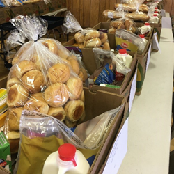 milk donated with bread in boxes