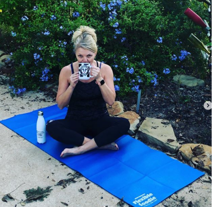 An attendee joins us for virtual Yoga at the start of day 2.