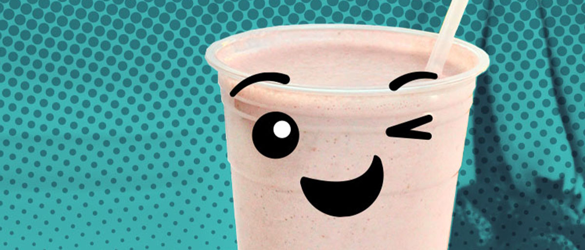 Smoothie with a winking face.
