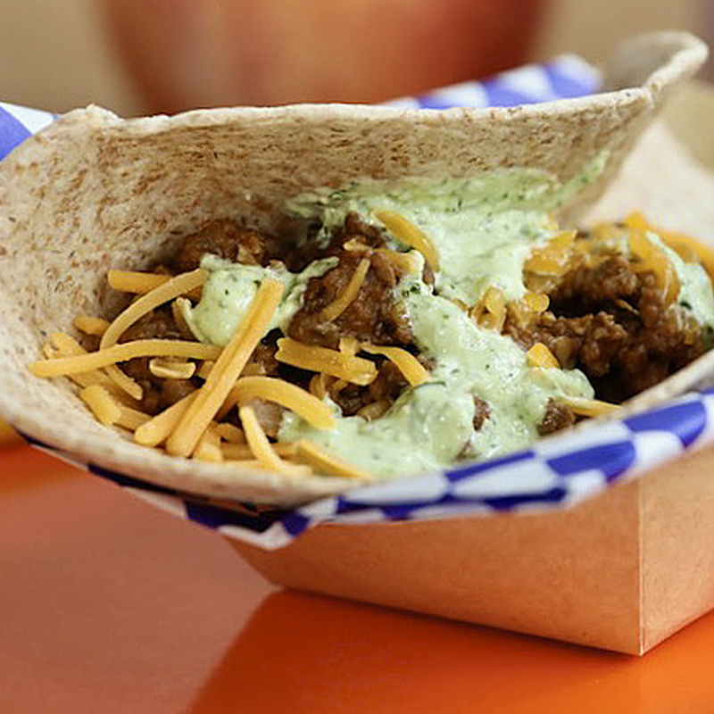 Beef and Lentil Taco with Cilantro Yogurt Sauce