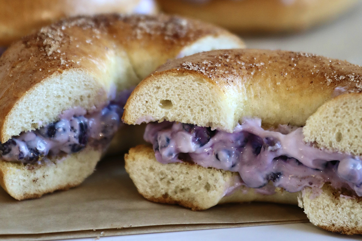 Cinnamon Sugar Bagel With Greek Yogurt Berry Schmear