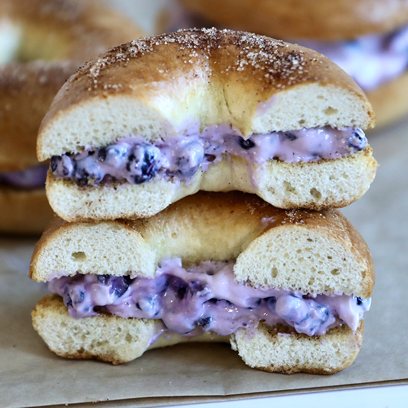 Cinnamon Sugar Bagel With Greek Yogurt Berry Schmear