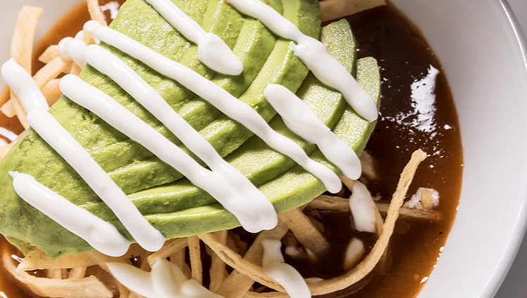 Chili topped with avocado