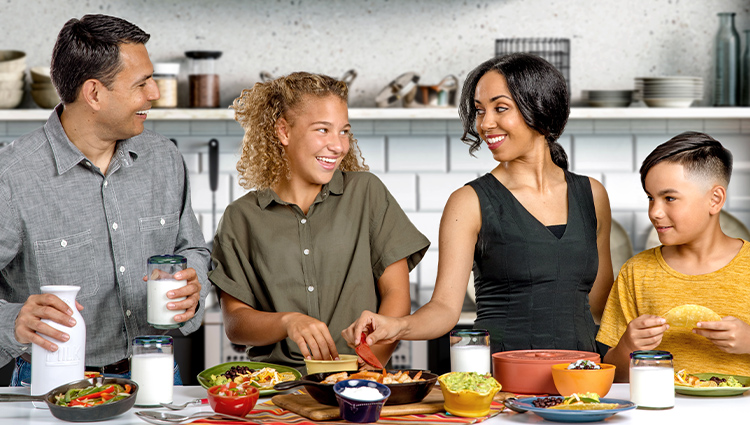 Family preparing a meal