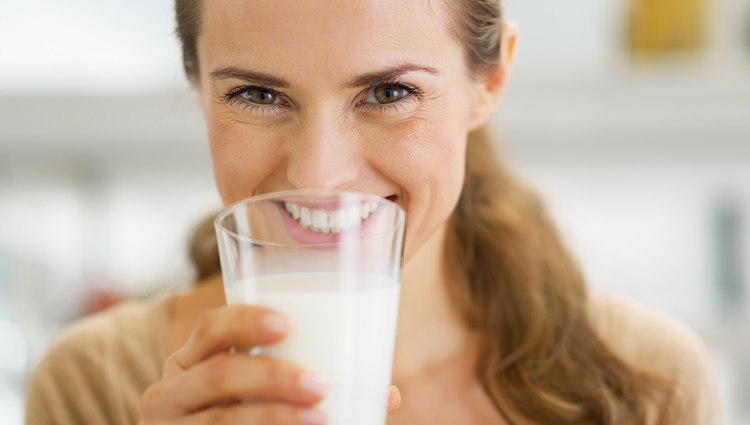 Woman drinking milk