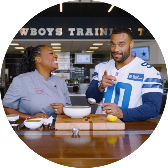 Chef with football player