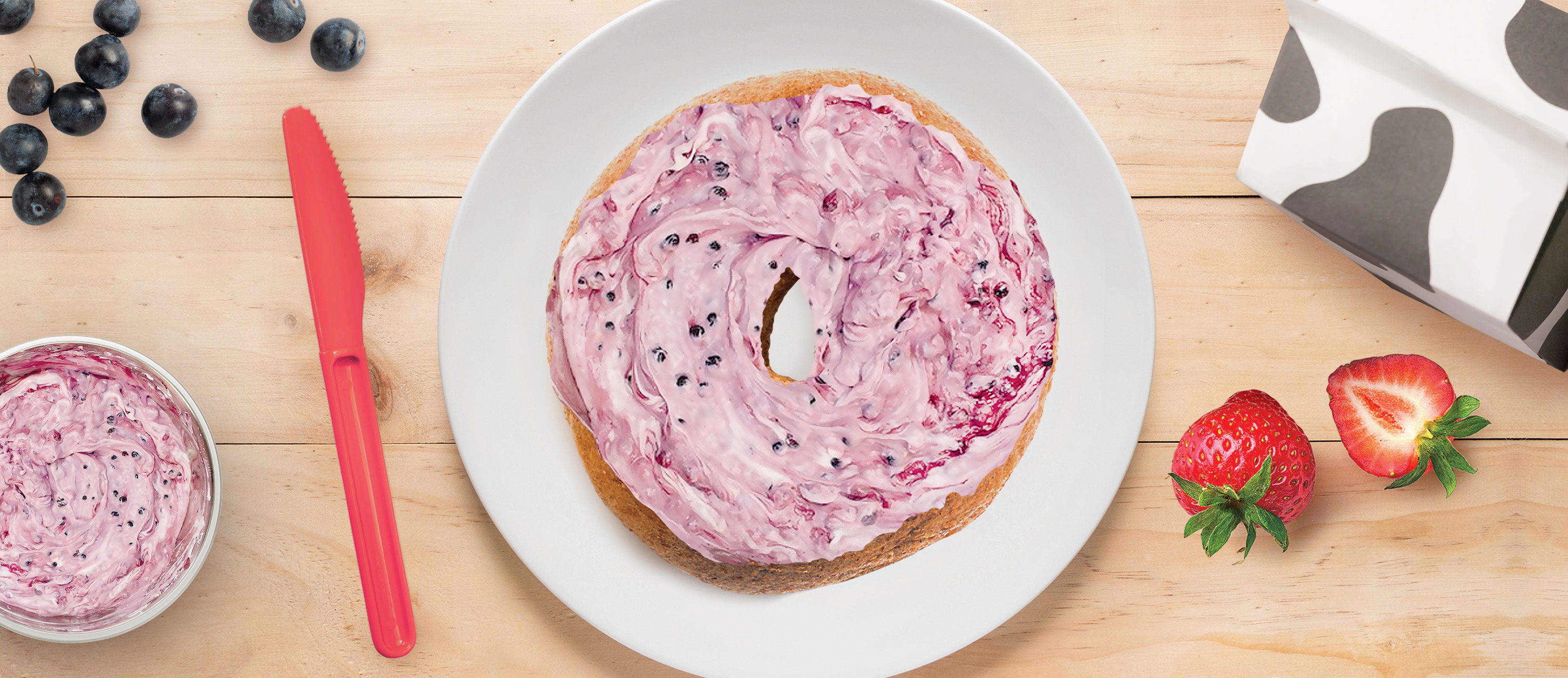 Bagel with berry schmear