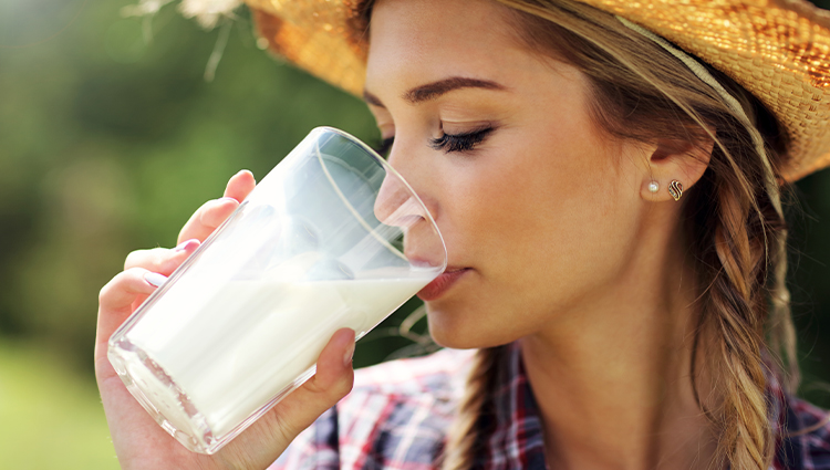 woman drinking milk