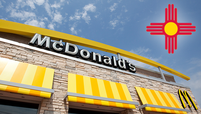 a McDonald's store with the New Mexico flag