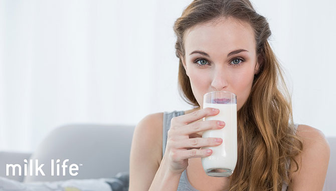 woman drinking milk