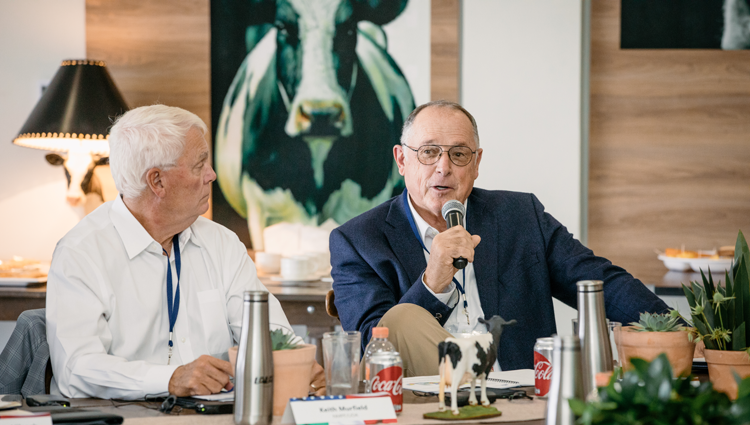 Larry Hancock speaking into a microphone