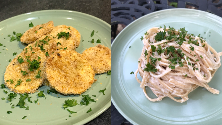 two of the dishes from the virtual cooking class