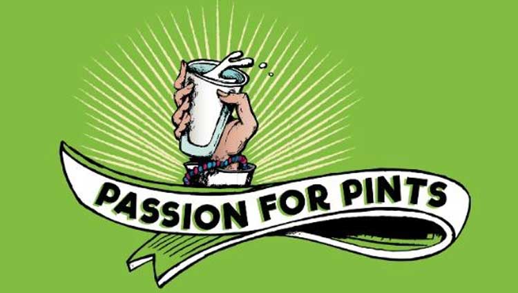 green background with an illustrated glass of milk and the words "Passion for Pints"