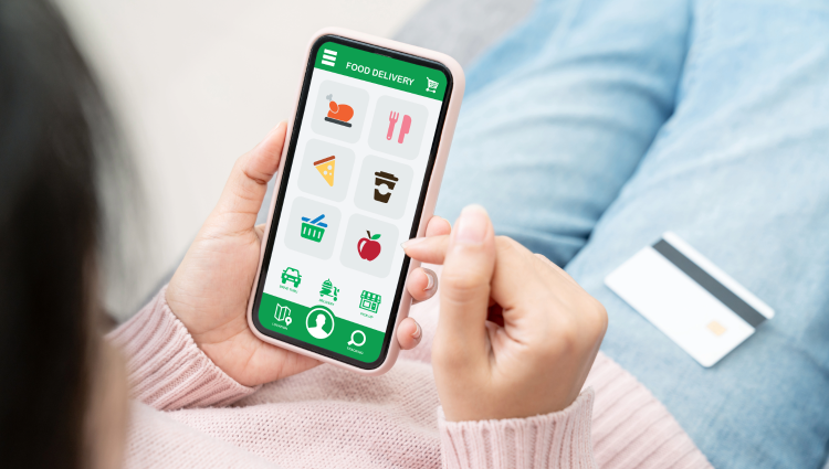 Online grocery shopping on the couch