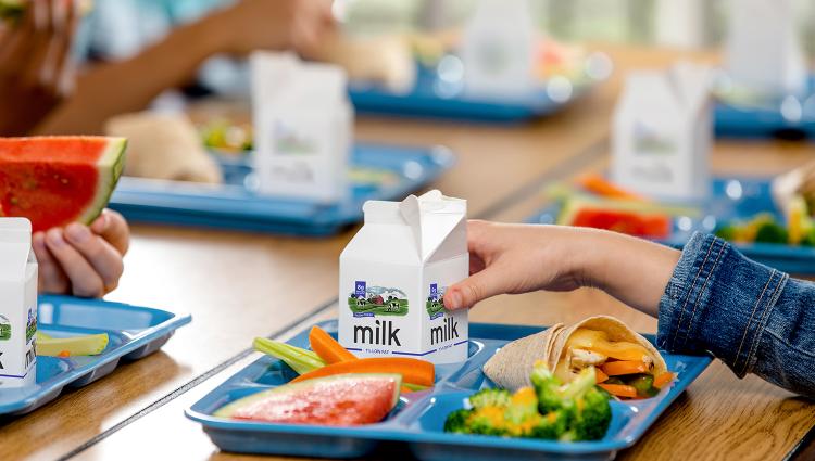 Students enjoying milk in schools. 