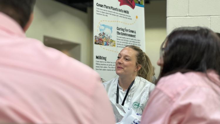 Culinary student listens into a conversation about dairy