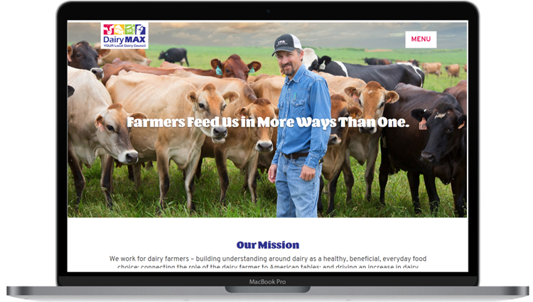 image of the new dairymax.org on a laptop screen